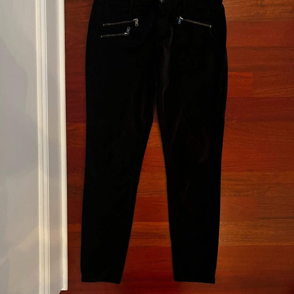 AG Black Velvet Pants with Zipper Pockets